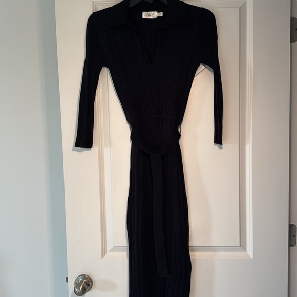 NWOT Eliza J Long Sleeve Polo Sweater Dress. Color: Black Navy. Women’s Size S. - Picture 5 of 8
